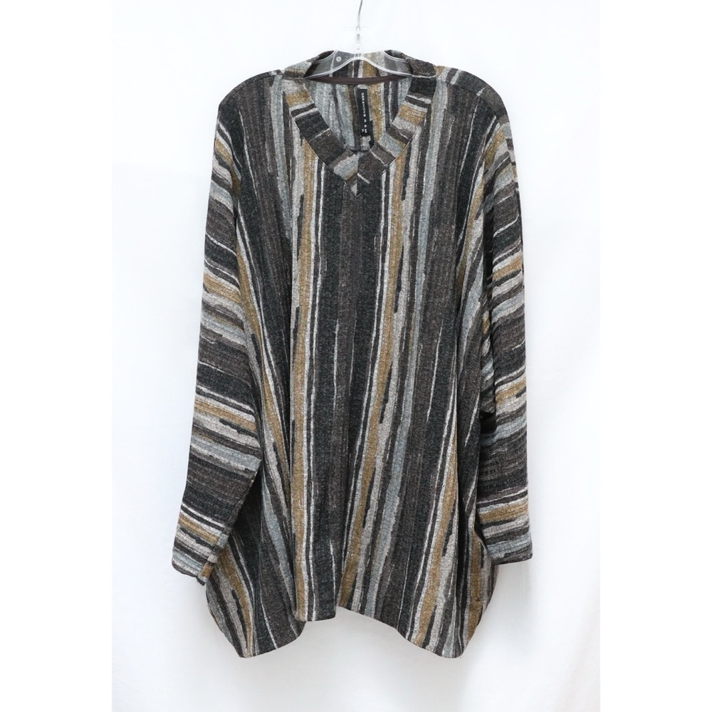 Gershon Bram striped knit tunic top loose fit plus size lagenlook vertical XL